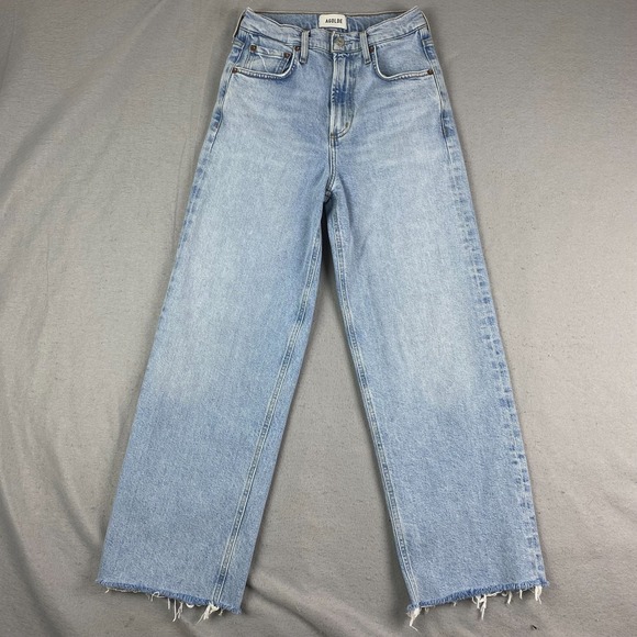 Agolde Denim - Agolde Womens Jeans Size 24 Ren High Rise Wide Leg Cropped light wash raw